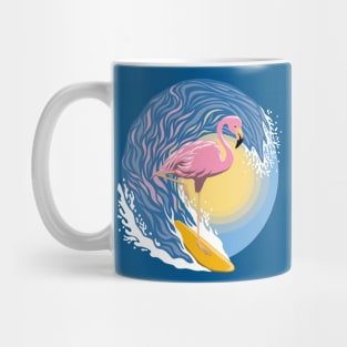 Surfing Flamingo Graphic Design Mug